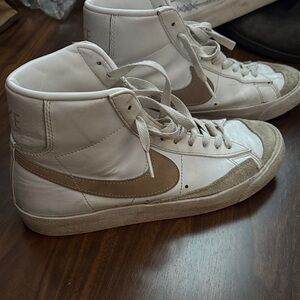 Nike White and Brown High-Top Sneakers